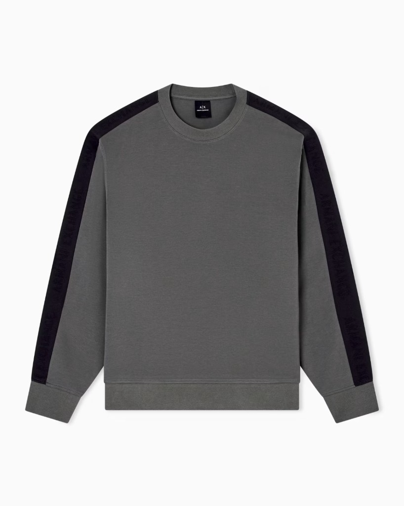 Crewneck Sweatshirt — charcoal sleeve stripe