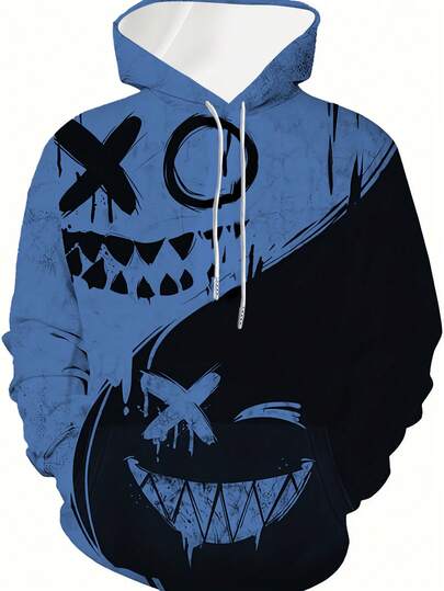 Graphic Hoodie — split face print